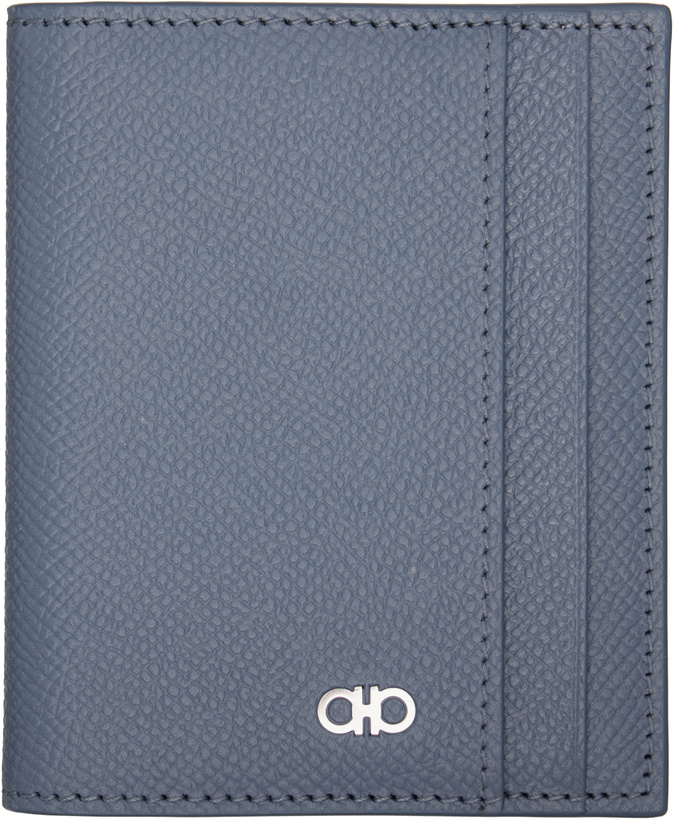 Photo: Ferragamo Blue Gancini Window Credit Card Holder