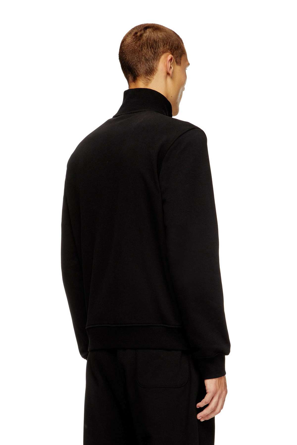 Diesel Zip-up sweatshirt with metallic logo - Sweaters Mens in Black