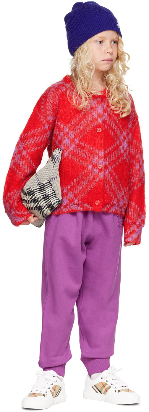 Burberry Kids Red Check Cardigan