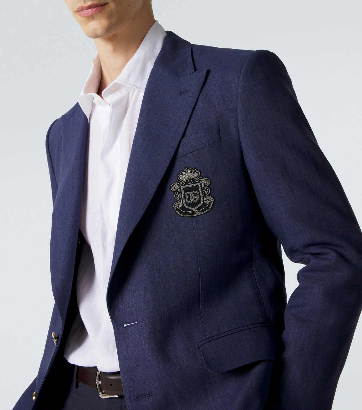 Dolce&Gabbana Logo single-breasted linen blazer