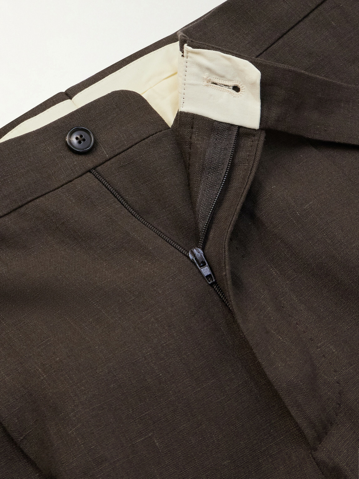 De Petrillo - Straight-Leg Linen Shorts - Brown