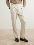 Ralph Lauren Purple label - Straight-Leg Pleated Silk-Gabardine Trousers - Neutrals