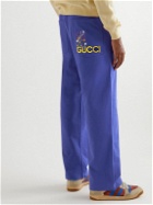 GUCCI - Logo-Embroidered Cotton-Jersey Sweatpants - Blue