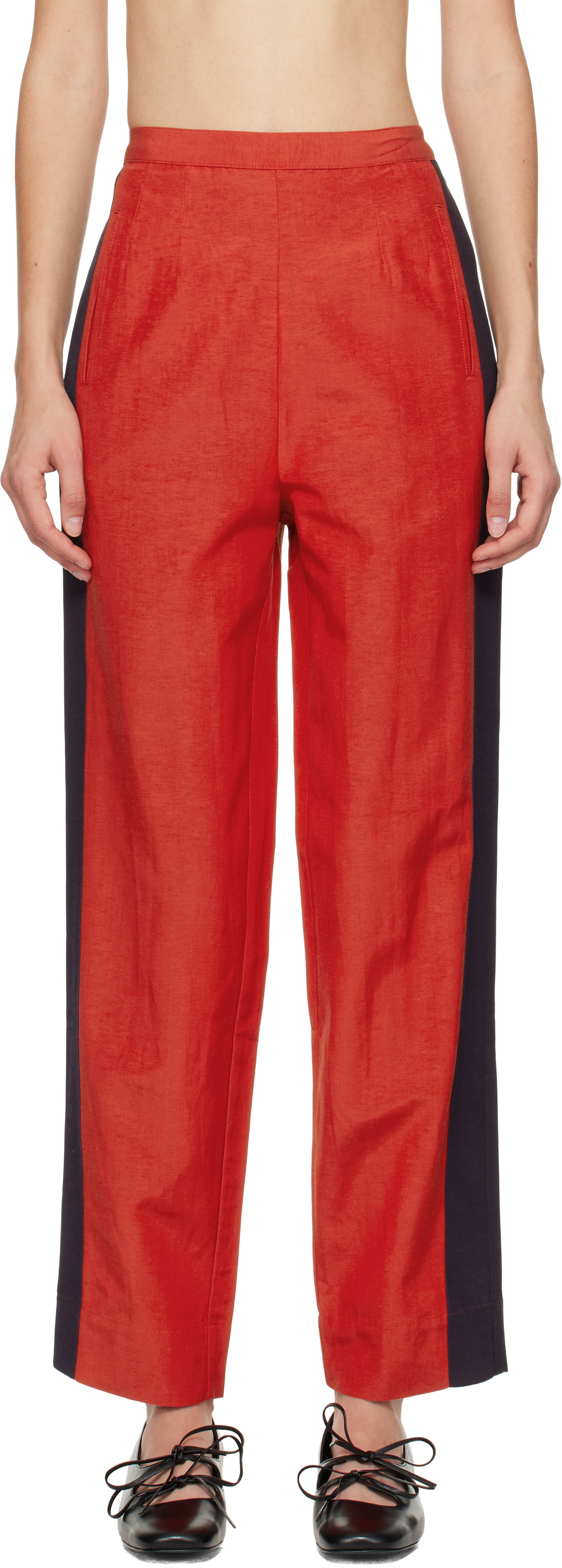 Bode Red & Navy Waterfront Trousers