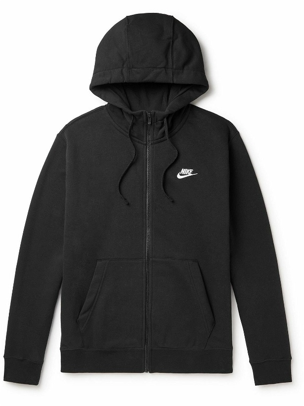 Photo: Nike - NSW Logo-Embroidered Cotton-Blend Jersey Zip-Up Hoodie - Black