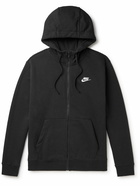 Nike - NSW Logo-Embroidered Cotton-Blend Jersey Zip-Up Hoodie - Black