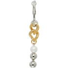 IN GOLD WE TRUST PARIS Gold and Silver Cuban Link Single Hoop Earring
