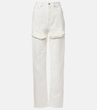 Area Distressed embellished wide-leg jeans