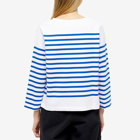 Beams Boy Women's Long Sleeve Breton Stripe T-Shirt in White/Blue