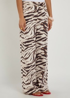 Ganni Lari Zebra-print Wide-leg Jeans White