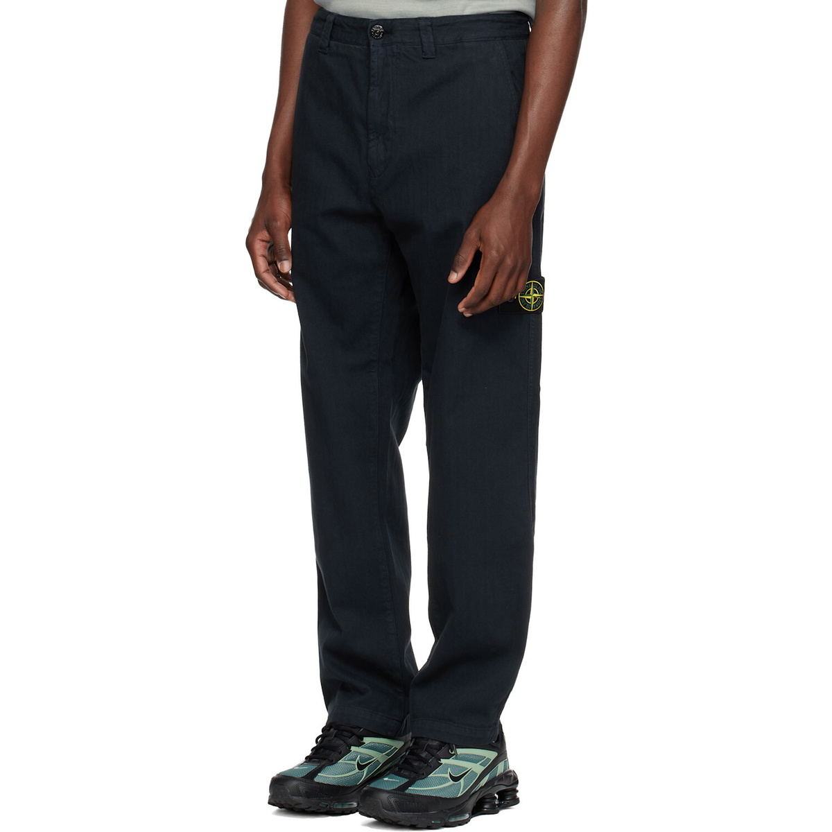Stone Island Navy 3100052 Cotton Herringbone Trousers