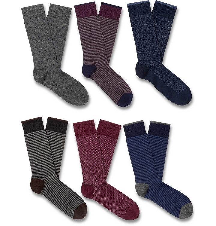 Photo: MARCOLIANI - Six-Pack Cotton-Blend Socks - Multi