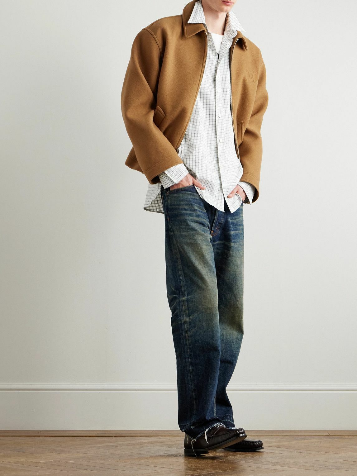 CELINE - Checked Cotton-Twill Shirt - Gray