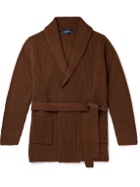 Thom Sweeney - Belted Ribbed Merino Wool and Cashmere-Blend Cardigan - Brown