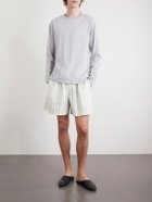 TEKLA - Straight-Leg Striped Organic Cotton-Poplin Shorts - Neutrals