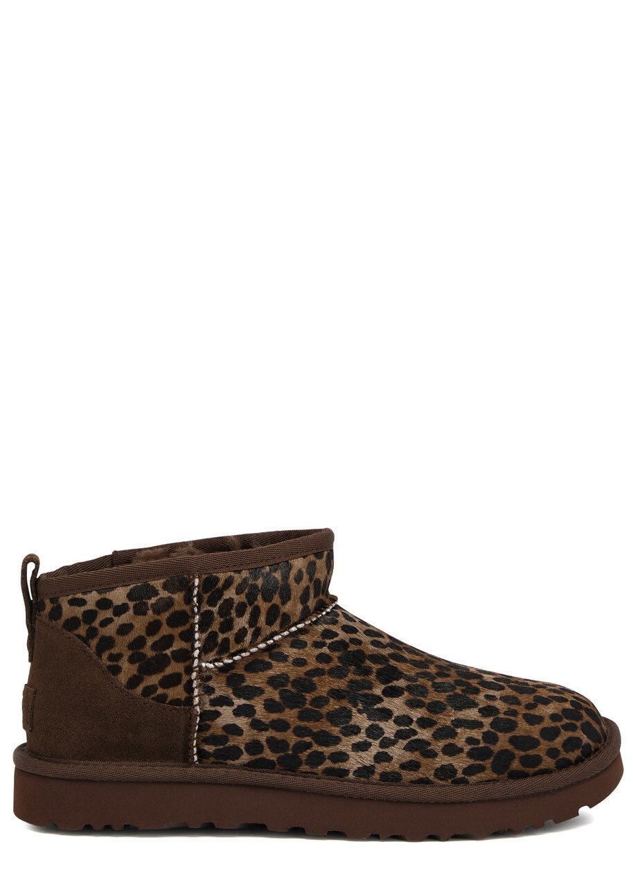 Ugg Classic Ultra Mini Calf-hair Ankle Boots Brown