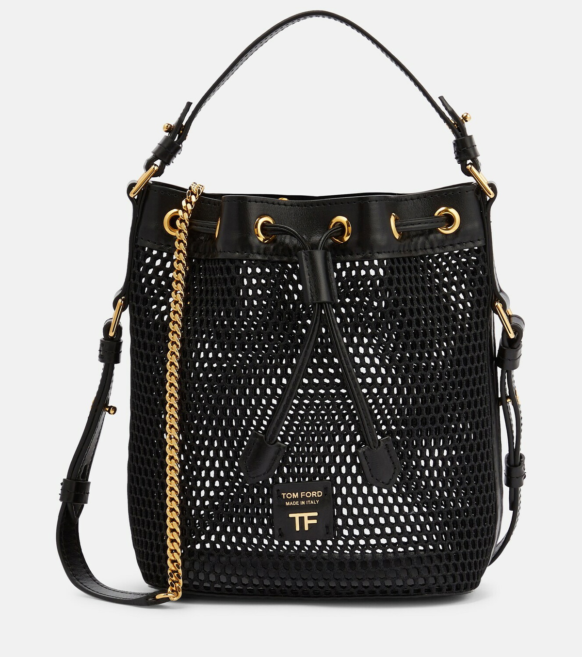 Tom Ford - Disco leather-trimmed bucket bag TOM FORD