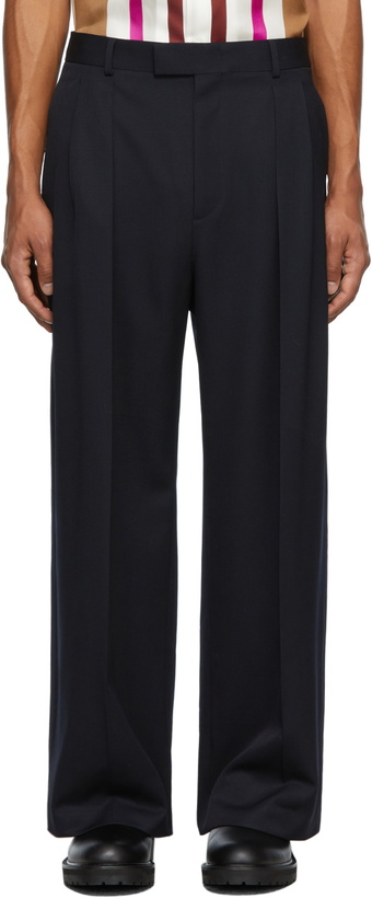 Photo: Valentino Navy Wool Wave Pants