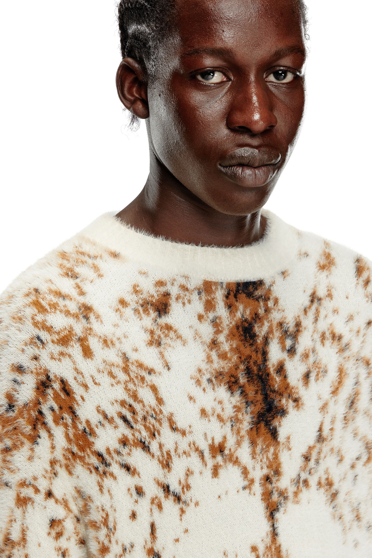 Diesel Fluffy jumper with animalier pattern - Knitwear Mens in
