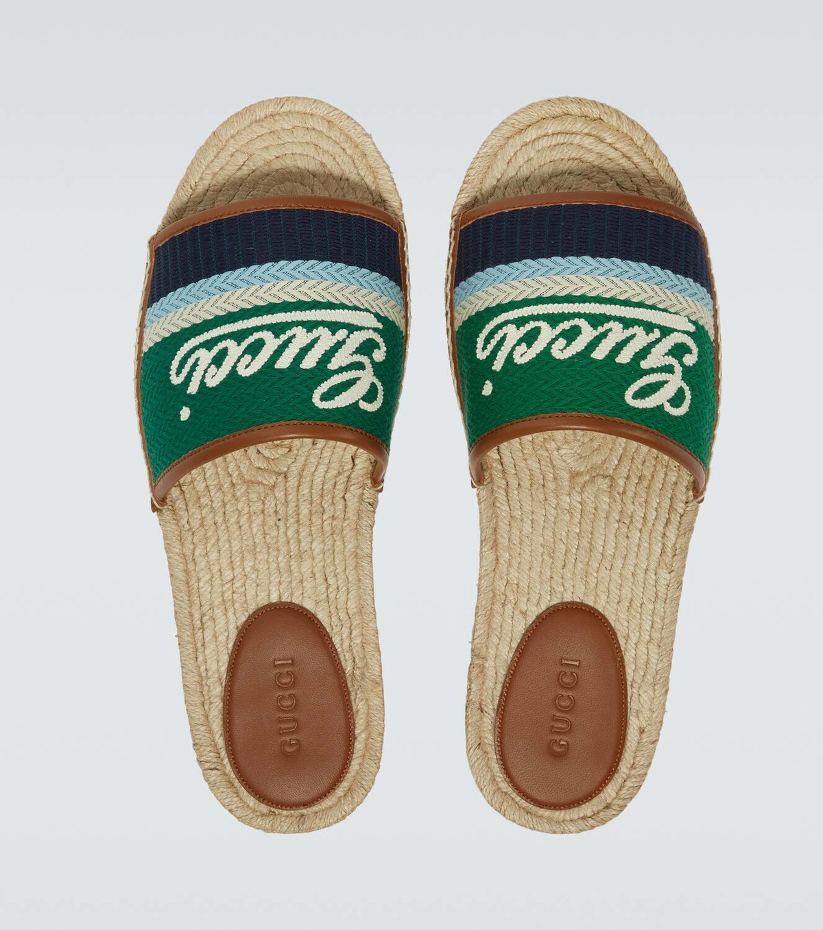 Gucci Logo leather-trimmed espadrilles slides