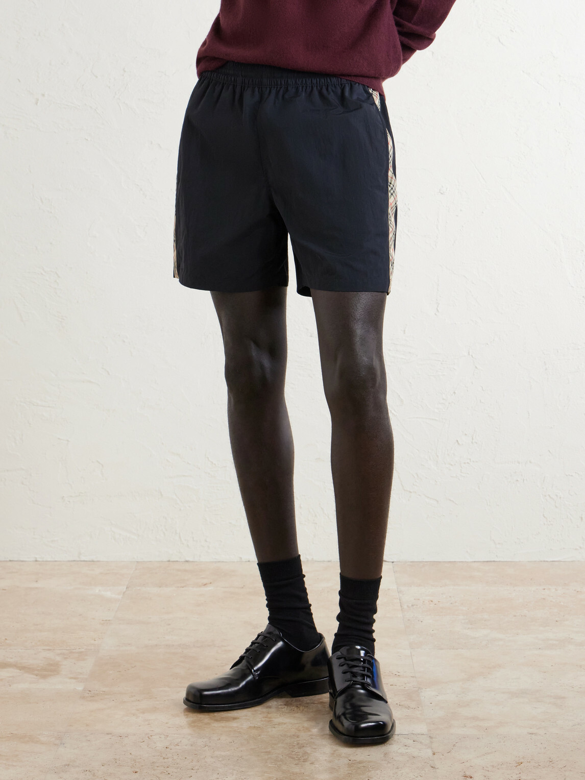 Burberry - Straight-Leg Striped Jacquard-Trimmed Shell Shorts - Black