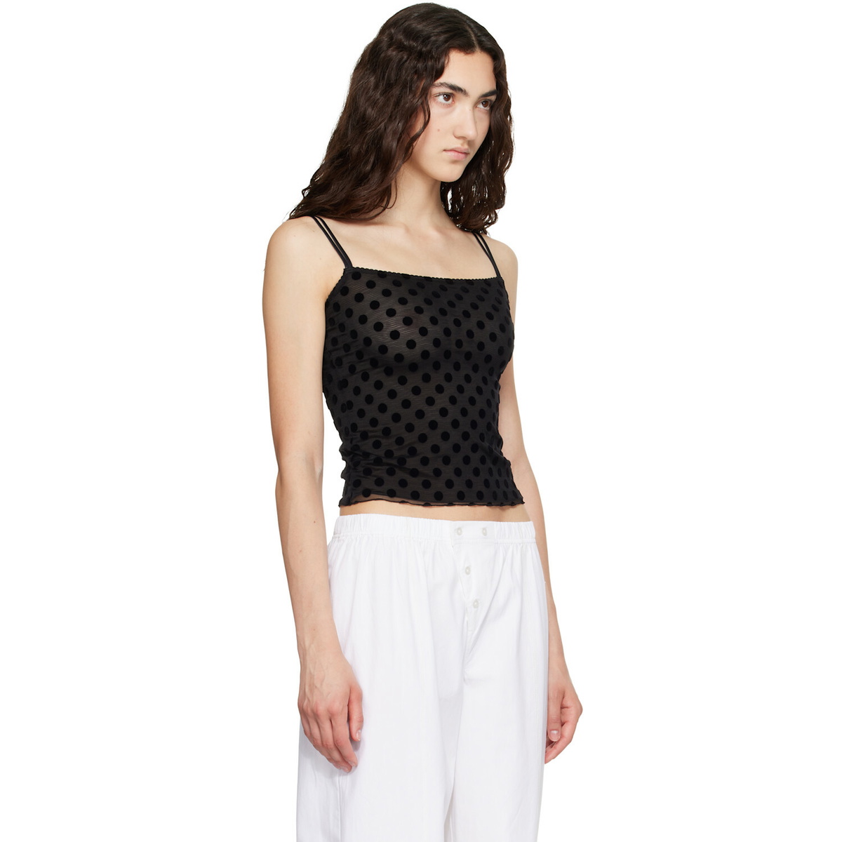 Fruity Booty Black Polka Flock Tank Top