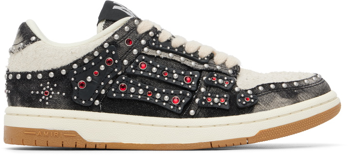 Photo: AMIRI Black & White Stud Skel Top Low Sneakers