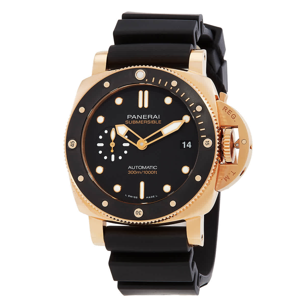 Panerai Submersible Goldtech Automatic Black Dial Mens Watch PAM01164