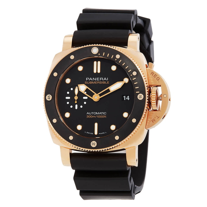 Photo: Panerai Submersible Goldtech Automatic Black Dial Mens Watch PAM01164