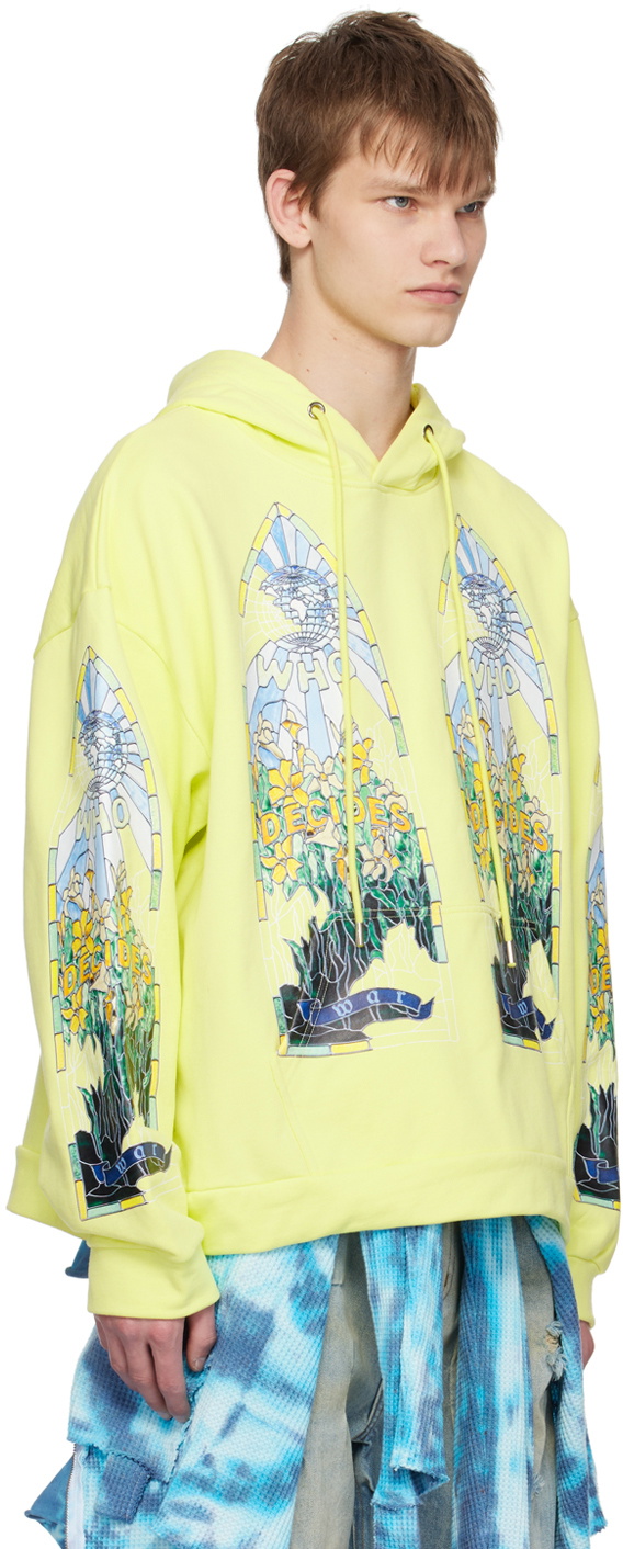 Who Decides War by MRDR BRVDO Yellow Fragmented Hoodie