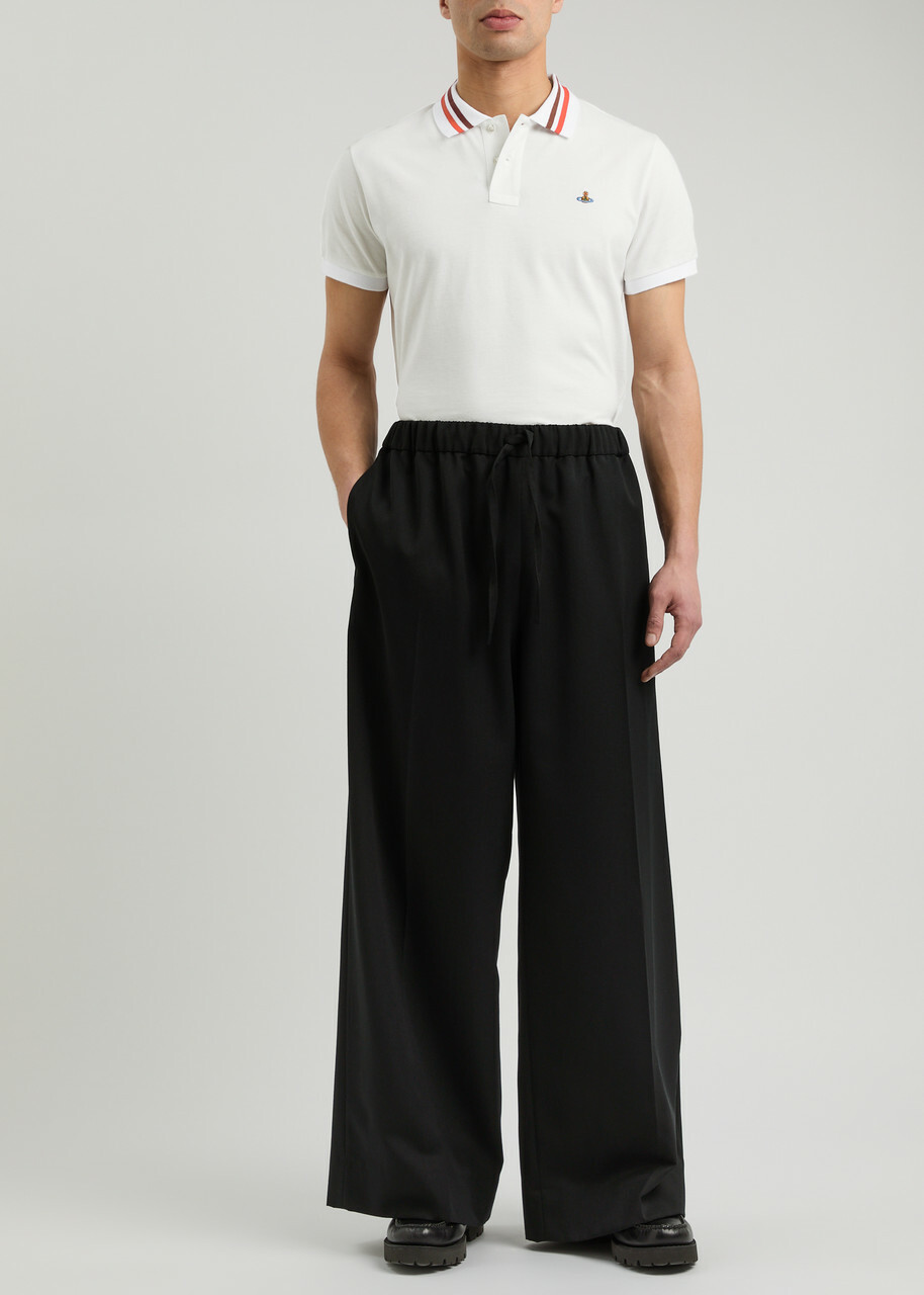 Vivienne Westwood Orb-embroidered Piqué Cotton Polo Shirt White