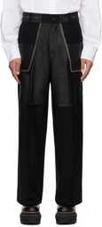 Feng Chen Wang Black Deconstructed Patchwork Trousers