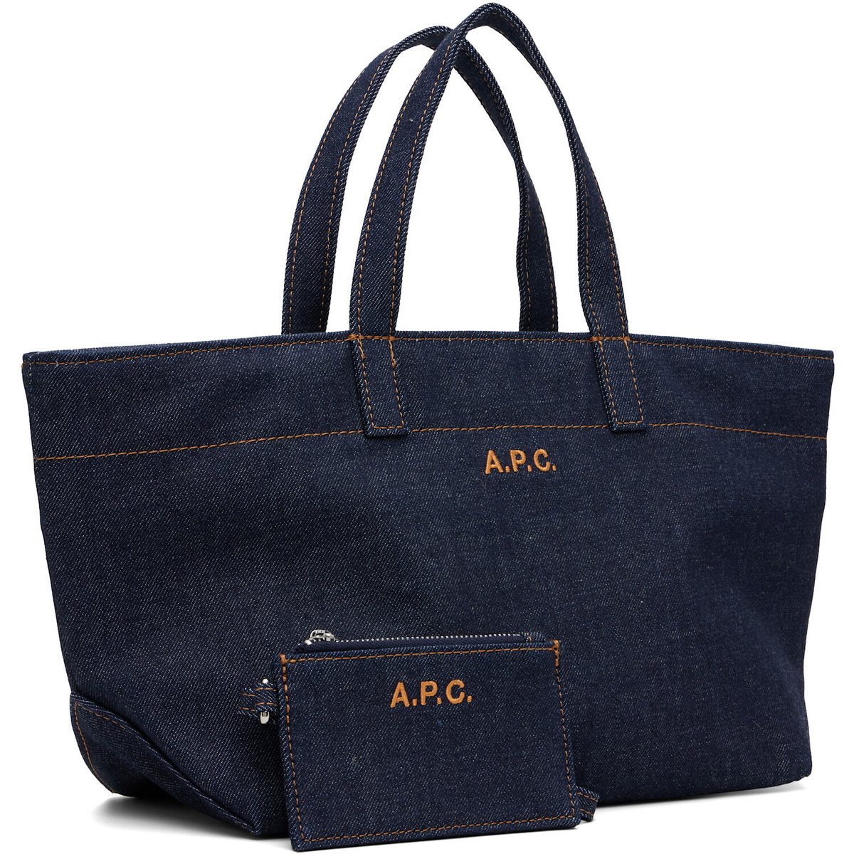A.P.C. Navy Drummer Toile Small Tote