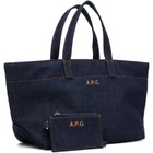 A.P.C. Navy Drummer Toile Small Tote