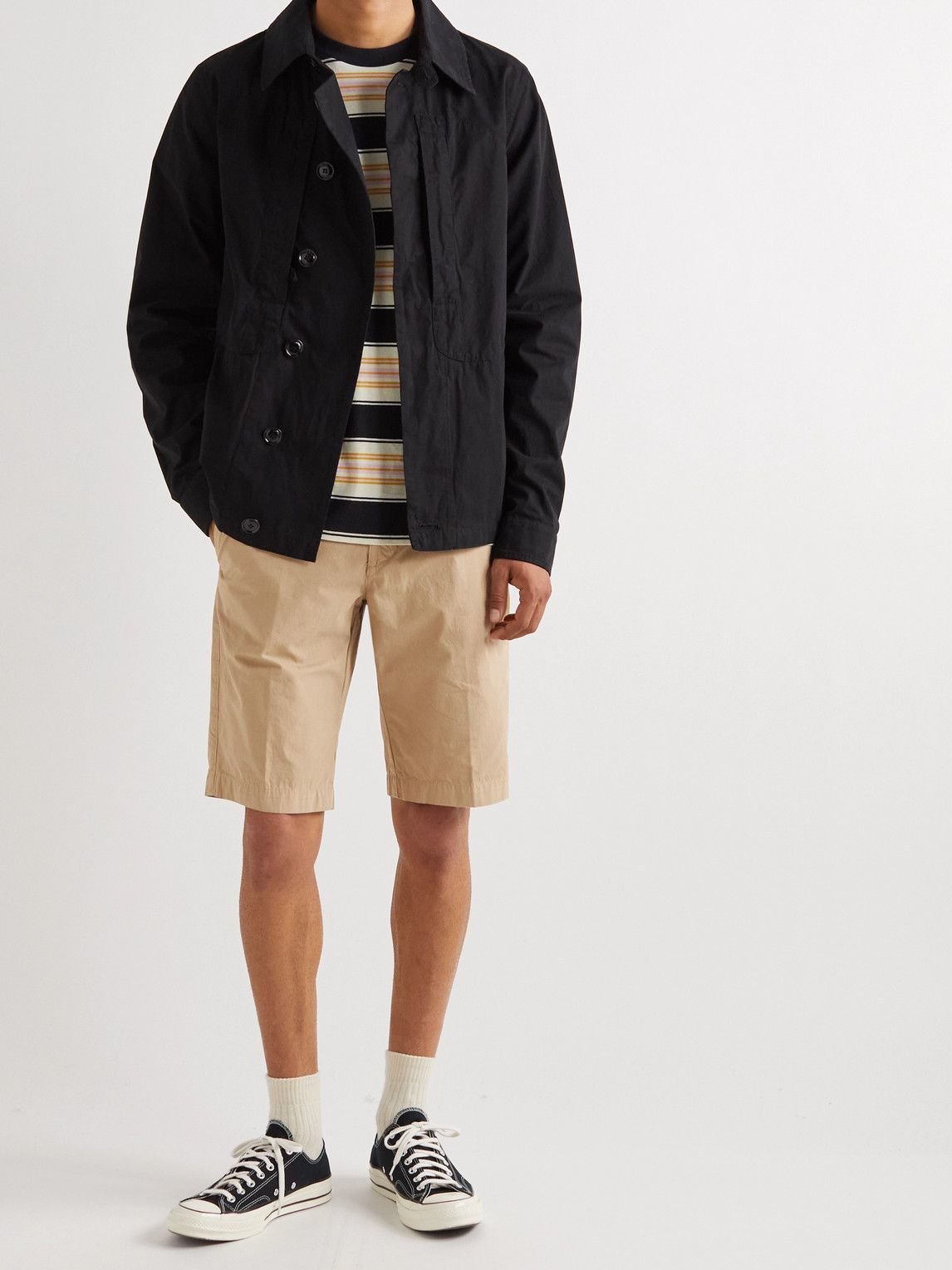 Aspesi - Straight-Leg Garment-Dyed Cotton Bermuda Shorts - Neutrals