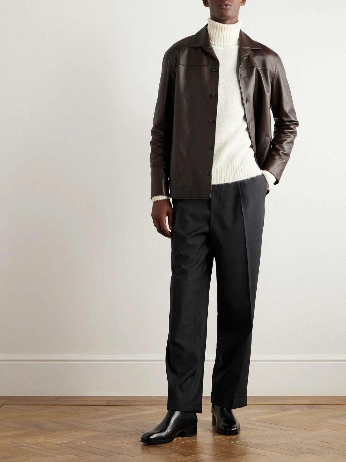 Loro Piana - Bruno Leather Overshirt - Brown