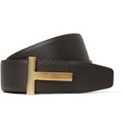 TOM FORD - 4cm Black and Dark-Brown Reversible Full-Grain Leather Belt - Black