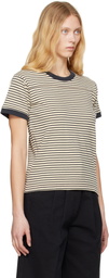 Carter Young Beige & Navy Striped Football T-shirt