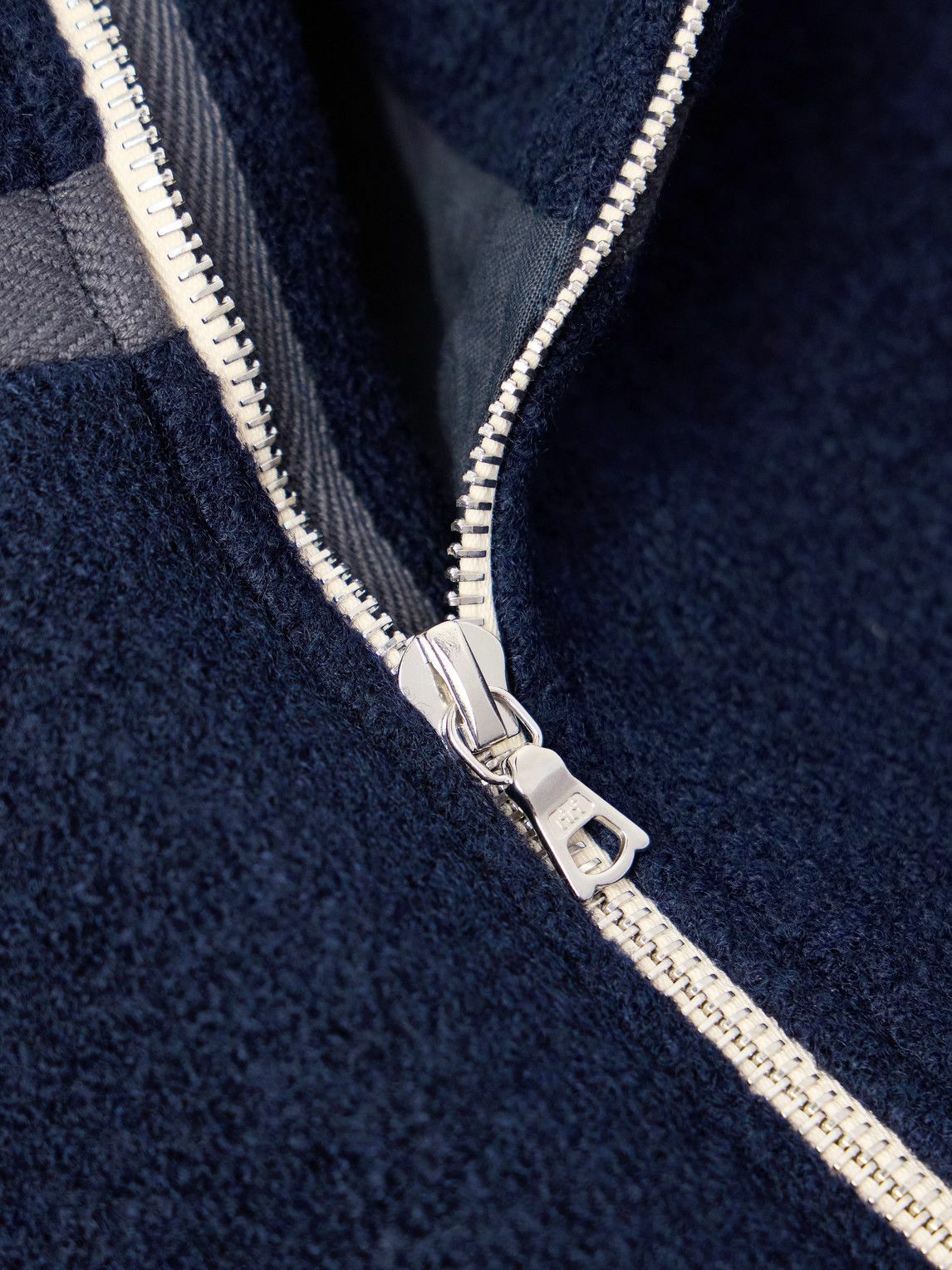 De Bonne Facture - Cotton-Trimmed Brushed-Wool Jacket - Blue