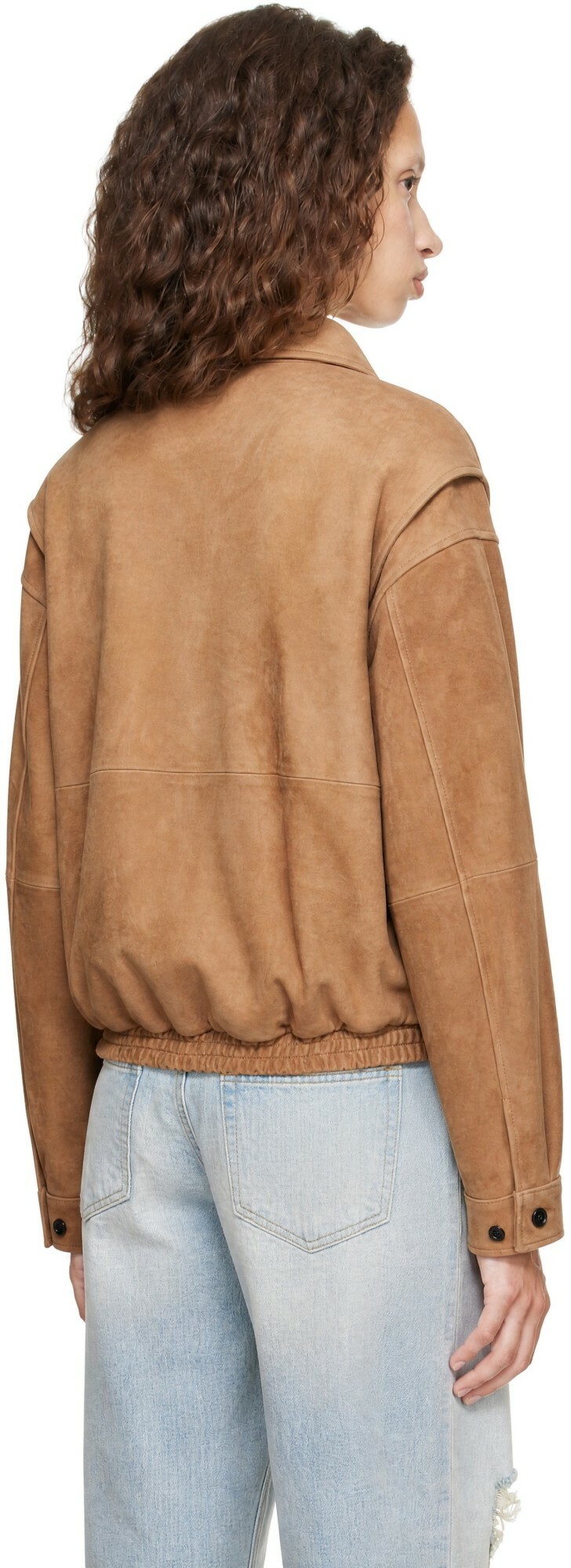 TONYWACK Beige Goat Suede Relaxed Bomber Jacket