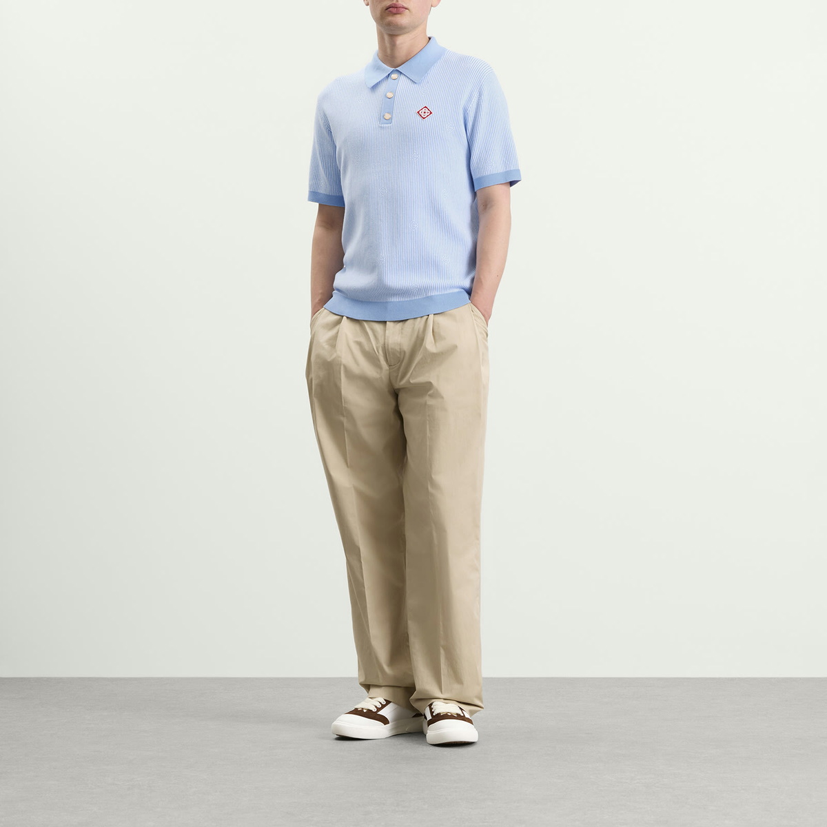Casablanca Men's Pinstripe Polo Shirt in Blue