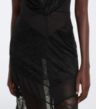 The Attico Semi-sheer asymmetric lace midi dress