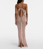 Bananhot Hilsa open-knit lamé maxi dress