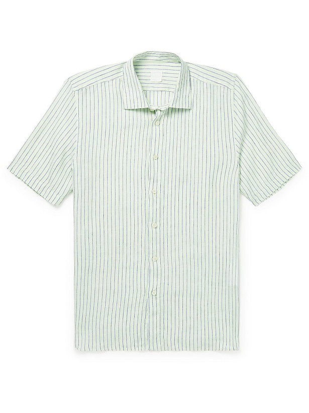 Photo: 120% - Striped Linen-Gauze Shirt - Green
