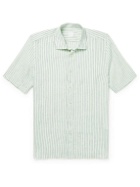 120% - Striped Linen-Gauze Shirt - Green
