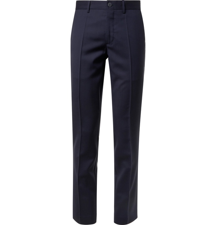 Photo: Incotex - Tapered Wool Trousers - Blue