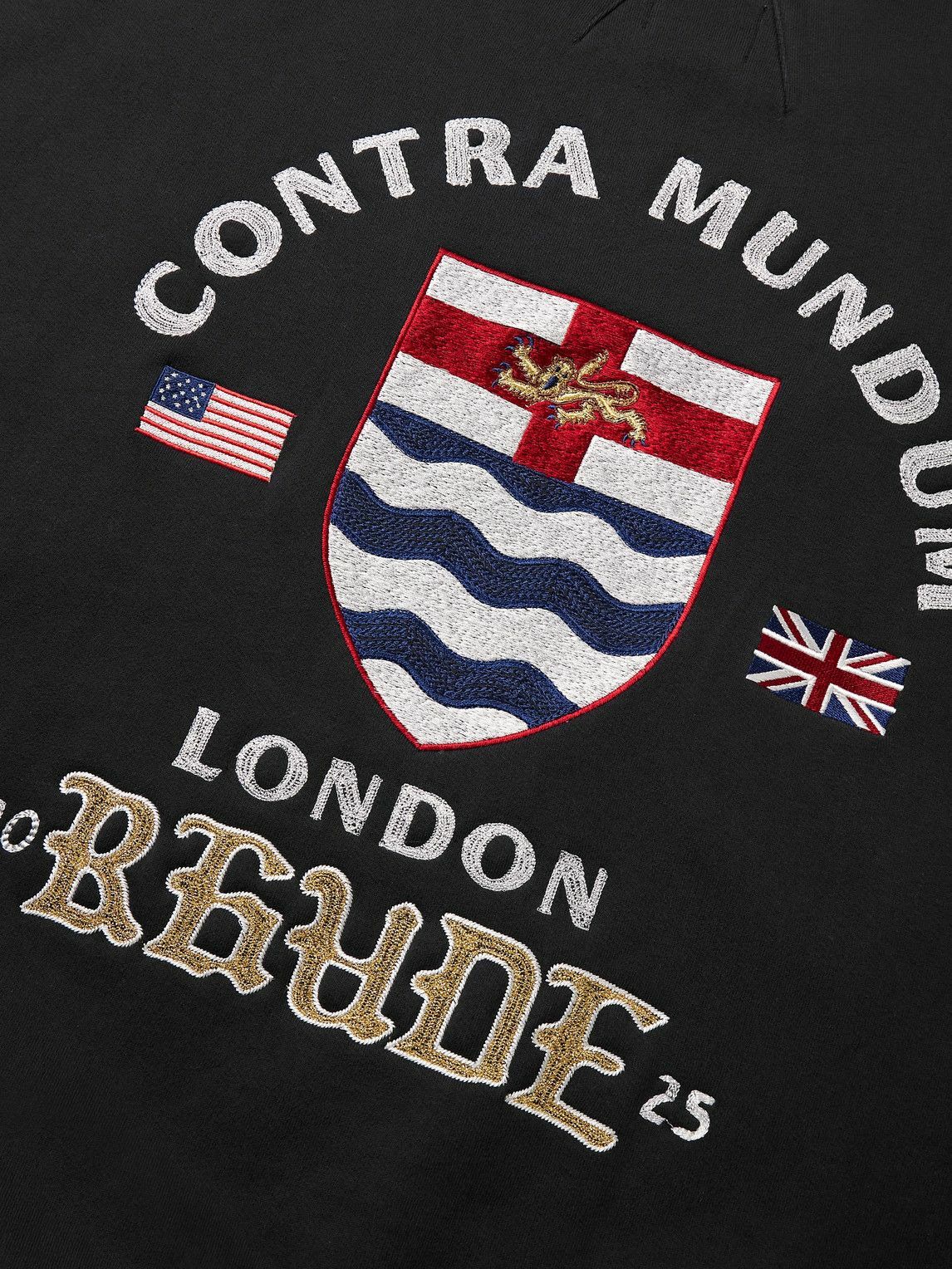 Rhude - London Hound Embroidered Cotton-Jersey Sweatshirt - Black