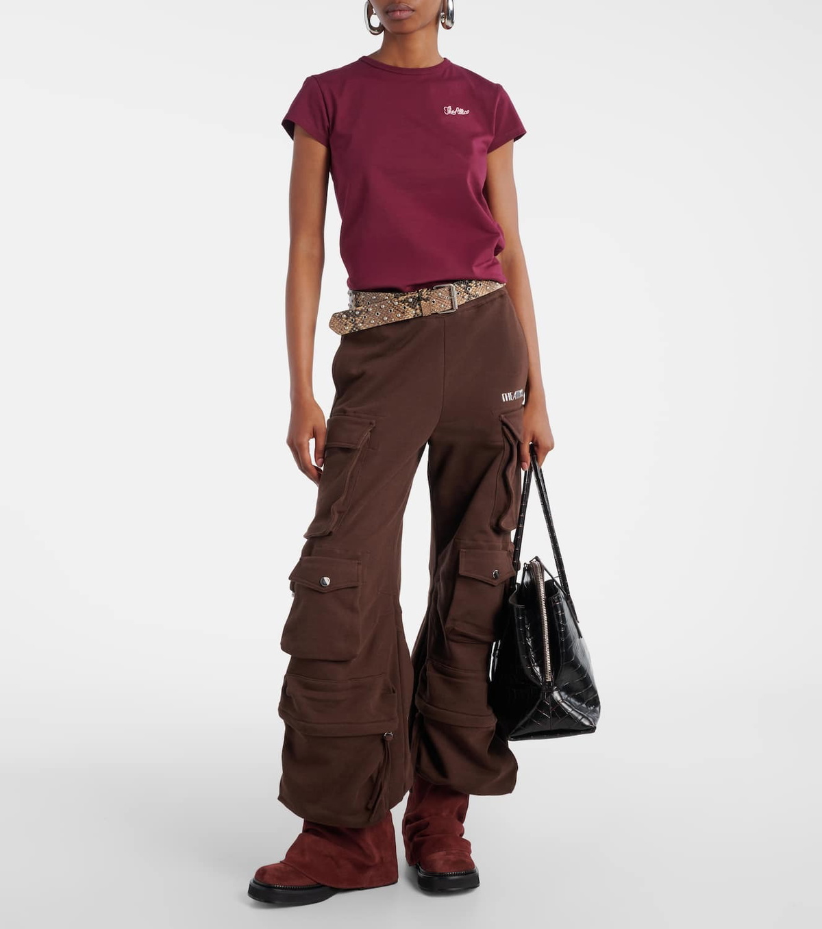 The Attico Logo cropped cotton jersey T-shirt