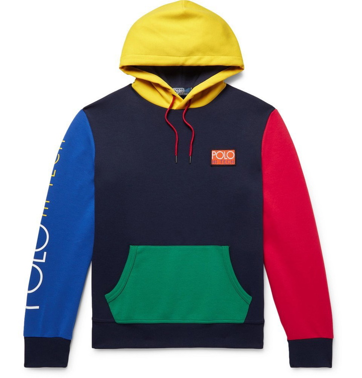 Photo: Polo Ralph Lauren - Hi-Tech Logo-Appliquéd Colour-Block Jersey Hoodie - Men - Storm blue