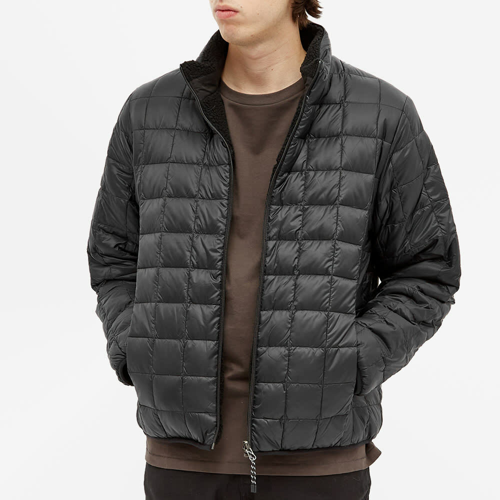 Taion Men's Reversible Fleece Down Jacket in Black/Black Taion Extra